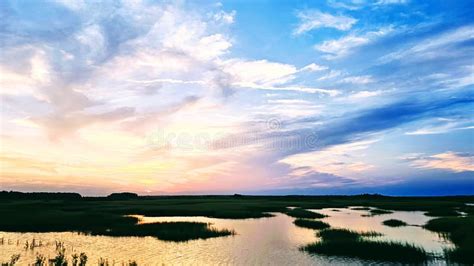 South Carolina Sunset With Gorgeous Cloud Cover Stock Photo Image Of