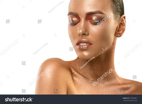 Nude Girl Golden Skin Artistic Portrait Stock Photo Shutterstock