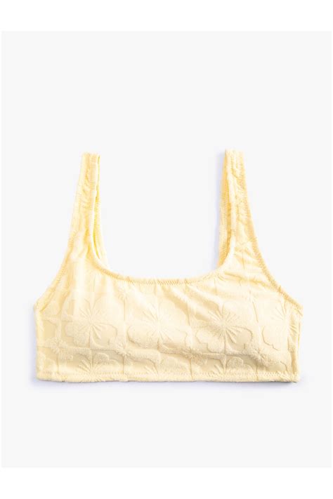 Koton Çiçek Dokulu Bikini Üstü Kare Yaka Askılı Fiyatı Yorumları Trendyol