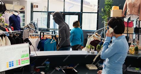 Premium Photo African American Robber Stealing Basic Shirt In Modern