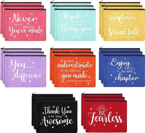 Amazon Kajaia 24 Pieces Inspirational Canvas Cosmetic Bags Makeup