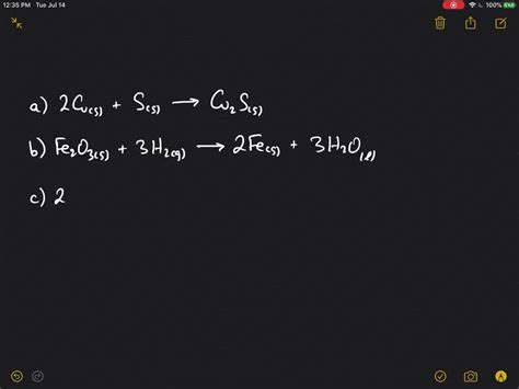 SOLVED Write A Balanced Chemical Equation For Each Reaction A Solid