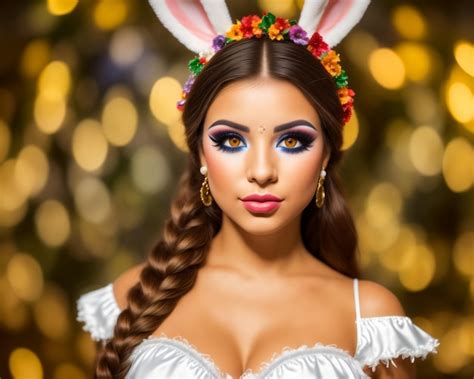 Premium Photo Sexy Brunette Woman Wearing Bunny Ears