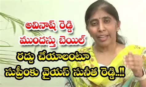 అవినాష్ రెడ్డి ముందస్తు బెయిల్ రద్దు చేయాలంటూ సుప్రీంకు వైయస్ సునీత రెడ్డి Ys Sunitha Reddy