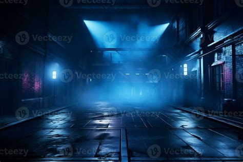 Dark Empty Street Dark Blue Background Scene City With Lights Lights