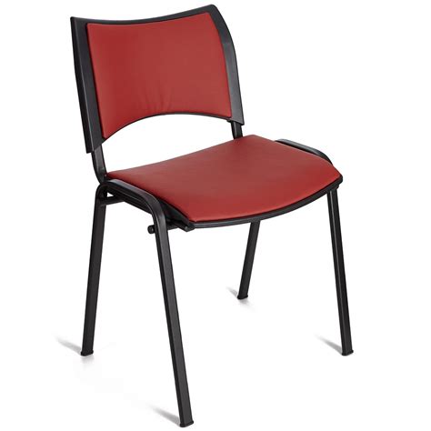 Chaise Conf Rence Romel Cuir Pi Tement Noir Rouge Chaisepro Fr