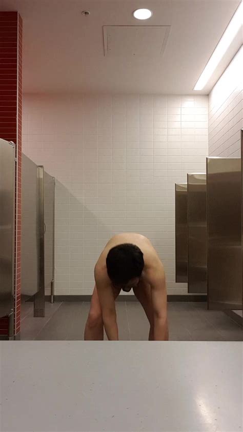 Exhibitionist asian boy strips nude in public washroom ThisVid 中文