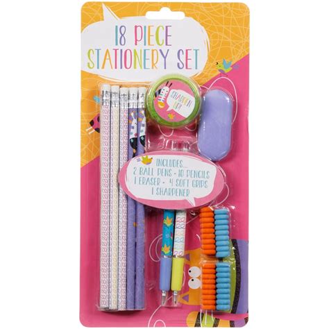 Stationery Set 18pc Kids Stationery Pencils Bandm