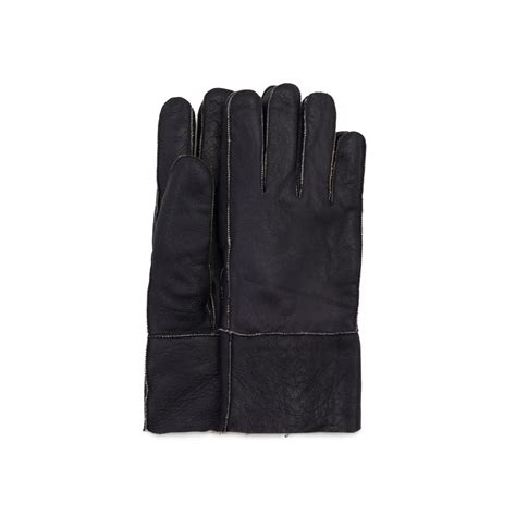 Mens Handmade Sheepskin Shearling Black Gloves With Fur Lining Real Leather And Fur Winter Gloves