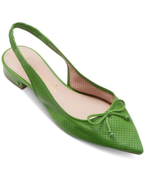 Kate Spade Veronica Perforated Leather Slingback Flats In Green Modesens