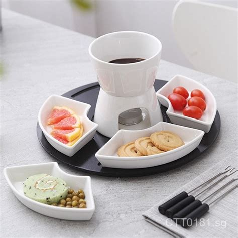 Configuration Diy Hot Pot Ceramic Hot Pot Pure White Ice Cream Hot Pot Set Cheese Base Chocolate