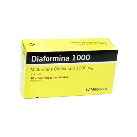 Diaformina Metformina Clorhidrato 1000 Mg 30 Comprimidos Recubiertos