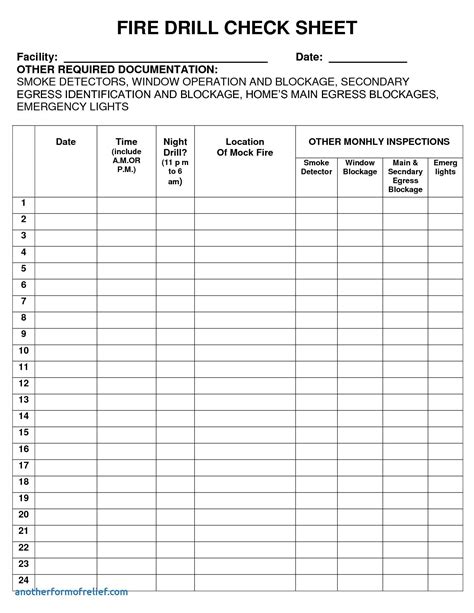 printable fire drill form template 3