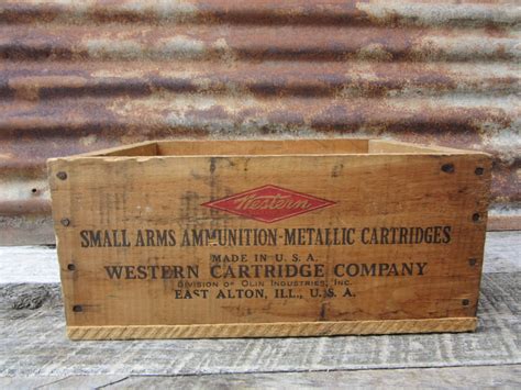 Antique Wood Crate Western Cartridge Company 22 Long Rifle Ammunition Crate Old Ammo Wood Box