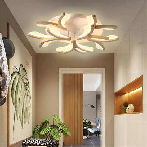 Led Holz Schlafzimmer Deckenleuchte Dimmbar Wohnzimmer Deckenlampe Mit