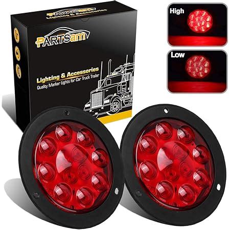 Amazon Partsam Pcs Round Red Led Stop Turn Tail Lights Brake