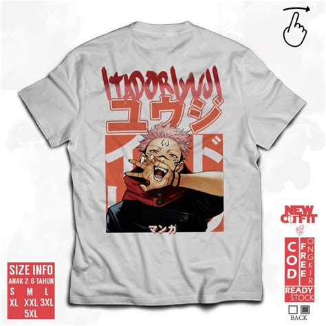 Jual Kaos Baju T Shirt Distro Anime Pria YUJI ITADORI JUJUTSU KAISEN