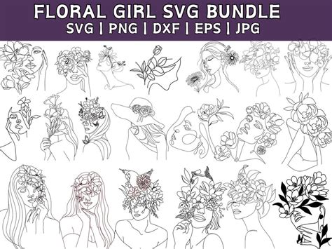 Floral Woman Svg Woman Body Svg Woman With Flower Head Svg Naked Womans Svg Floral Svg