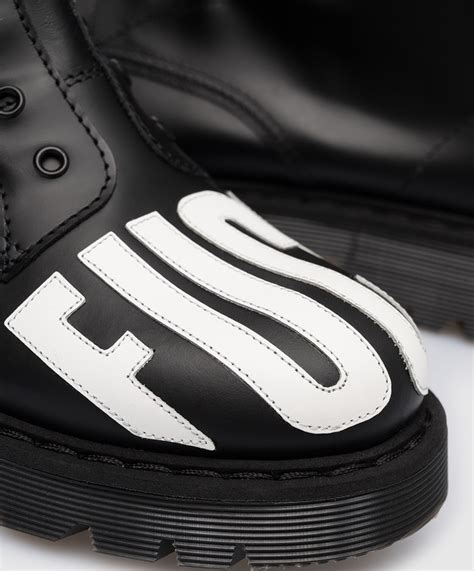 Vtmnts Black Leather Fuck Off Boots With Contrasting Patches