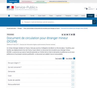 document de circulation pour etranger mineur ville de harnes