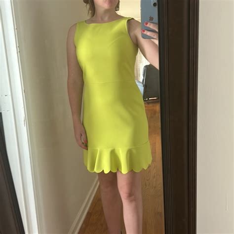 J Crew Dresses J Crew Neon Yellow Scalloped Hem Drop Waist Dress