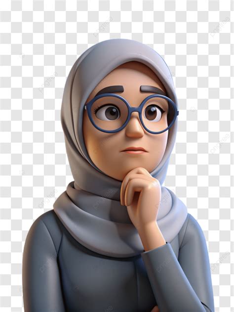 Conceito Confuso De Garota Hijab 3d PNG Lenço De Cabeça Confuso