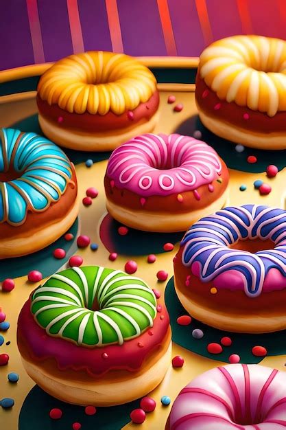 Premium AI Image A Bunch Of Donuts With Different Colored Icing And