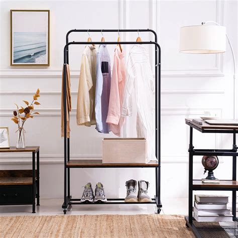 Youdenova Clothes Rack With Shelves Rolling Clothing Rack On Wheels