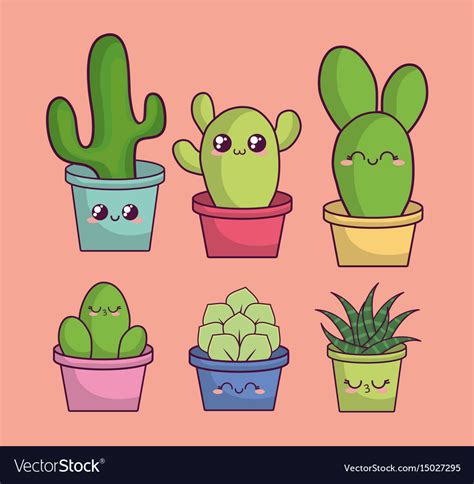 Kawaii Cactus In A Pot Design Royalty Free Vector Image