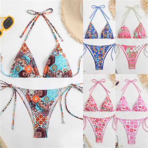 Brownm 2025 New Swimsuit Print Split Bikini Triangle With Sexy Bikini Set Swimsuit
