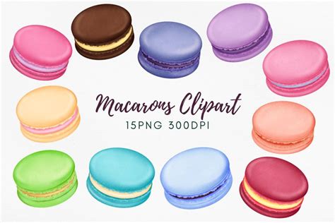 Macaroons Clipart Set 15 PNG High Quality Hand Drawn