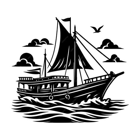 Boat Vector Silhouette Illustration On A White Background Premium Ai