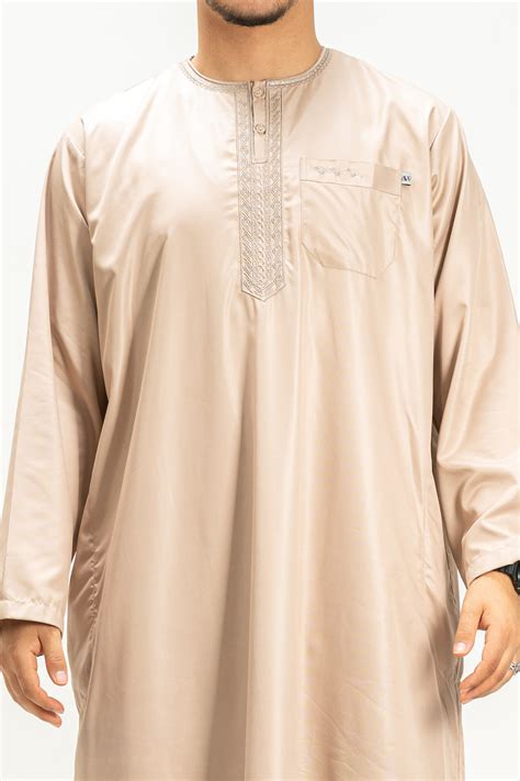 Classic Brothers Satin Effect Thobe Qamees Nude Ina Collection