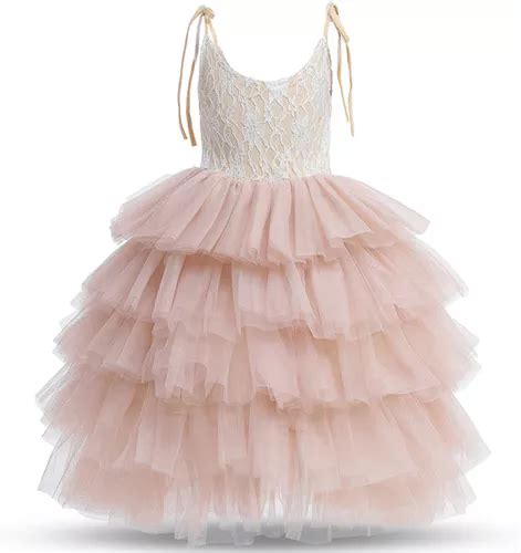 Vestido Ni A Fiesta Color Nude Encaje Y Falda Tul Paje Gala