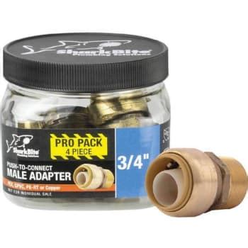 Sharkbite In Push To Connect X Mip Brass Adapter Fitting Package Of