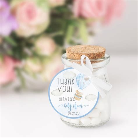 Blue Hot Air Balloon Gift Tag Up And Away Theme Party Favor Etsy