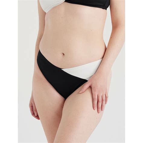 Time And Tru Women S Plus Colorblock Mid Rise High Leg Bikini Bottoms Size Xs X Black