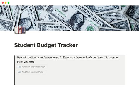 student budget planner notion template