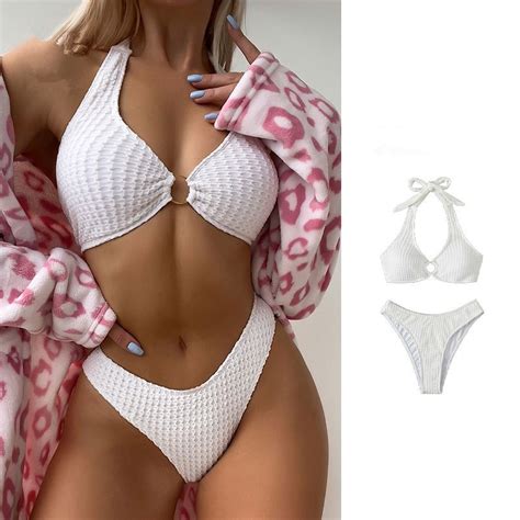 Sexy Triangle Bikini Set For Women Halter Swimwear Two Pieces Swimsuit