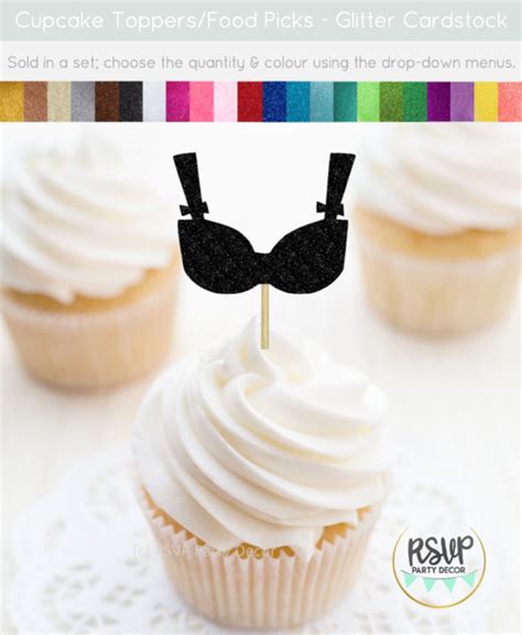 Bra Cupcake Toppers Lingerie Bachelorette Cupcake Toppers Lingerie Bridal Shower Party Decor