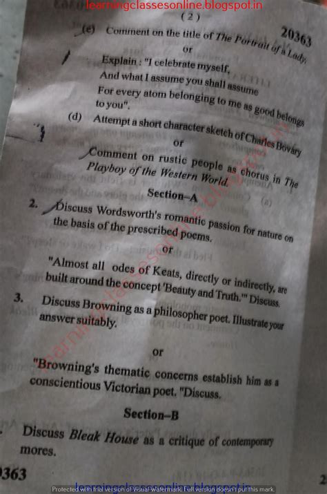 MDU Rohtak M.A DDE First Year English - Literature in english - 1798