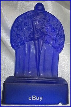 Art Deco Lamp Frankart Sally Rand Nude Feather Nymph Cobolt Blue Glass Art Deco Lamp Body