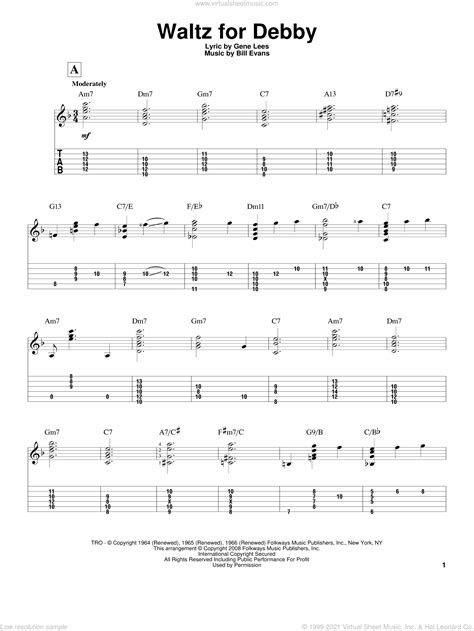 Waltz For Debby Sheet Music Intermediate For Guitar Solo Pdf