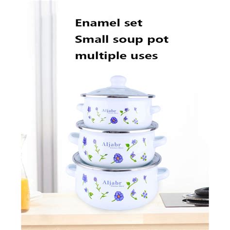 กระทะ：enamel Lid Sou Ot Cooking Ot Small Orchid Saucean Binaural Fruit