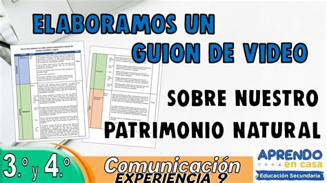 ELABORAMOS EL GUION DE UN VIDEO Aprendo En Casa Secundaria