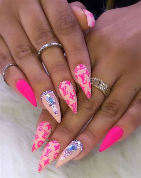 Pink Nails Louis Vuitton Nail Designs Bling Birthday Nail Designs