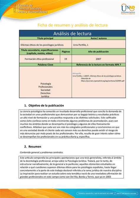 Ficha De Lectura Dilemas Eticos De Los Psicologs Juridicos Ficha De