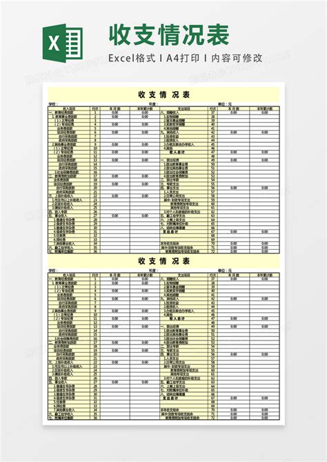 收支情况表格excel表格模板下载收支图客巴巴