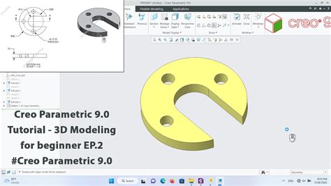 Creo Parametric 9 0 Tutorial 3D Modeling For Beginner EP 2 Ptc