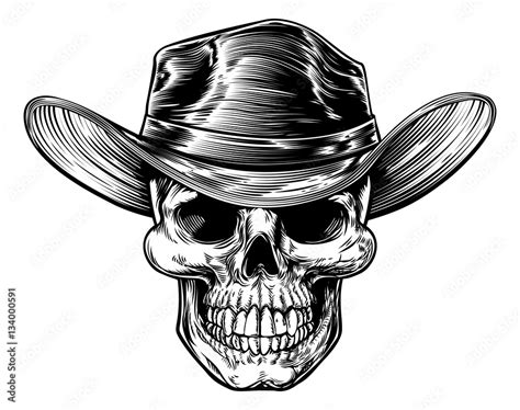 Cowboy Hat Skull Drawing